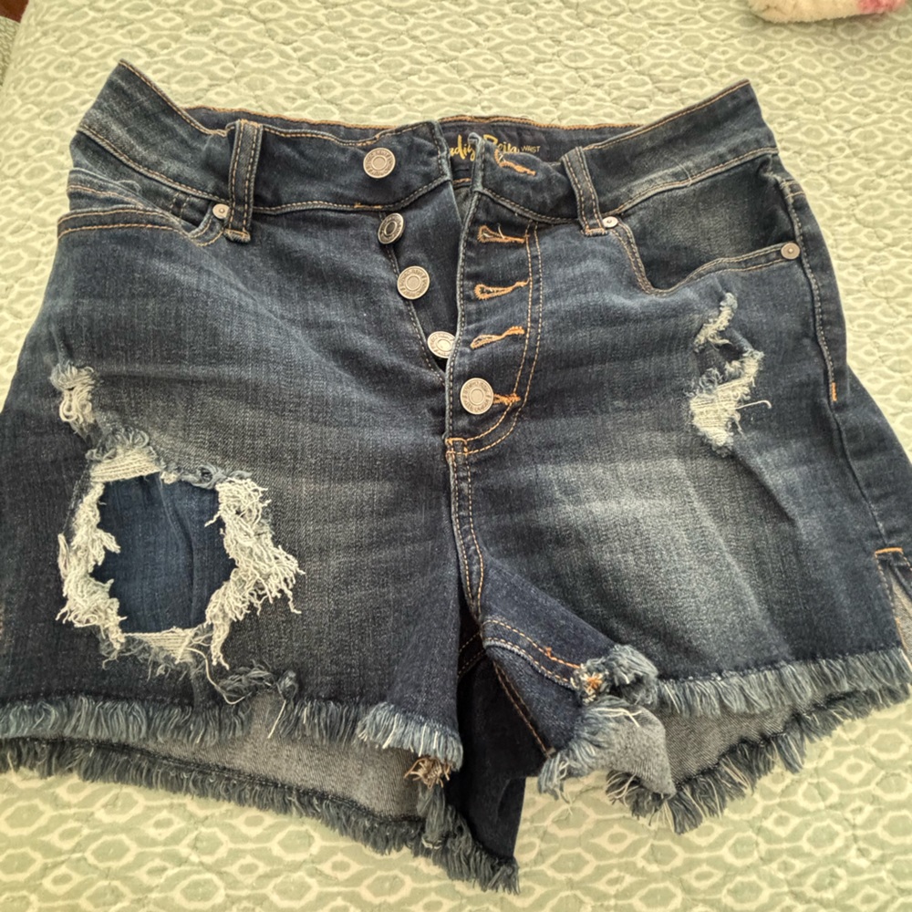 Indigo Rein Blue Distressed Jean Shorts
